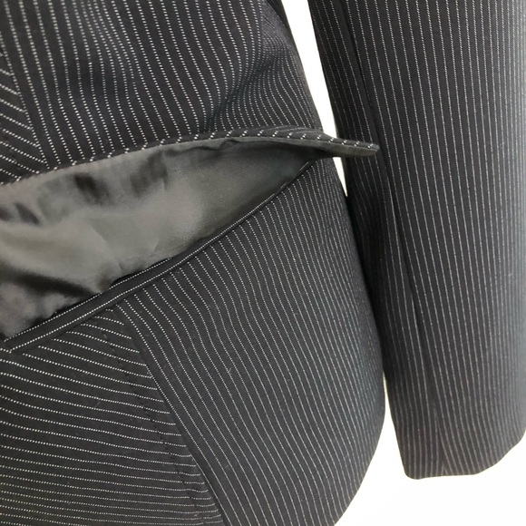 Apt.9 Black Blazer Jacket White Pinstripe 3 Button front Size 16 NWOT - Picture 8 of 13